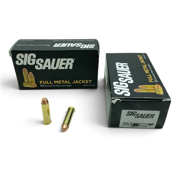 Sig Sauer 357 Mag, 125 Grain, FMJ Ammunition, 100 Rounds