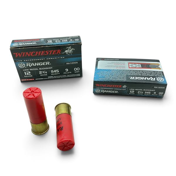Winchester Ranger 12 Gauge 2 3/4" 9 Pellets 00 Buck Shot Ammunition, 10 Rounds