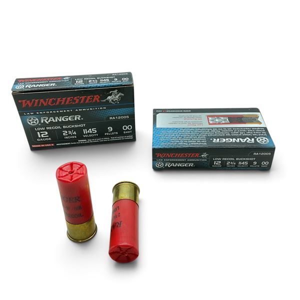 Winchester Ranger 12 Gauge 2 3/4" 9 Pellets 00 Buck Shot Ammunition, 10 Rounds
