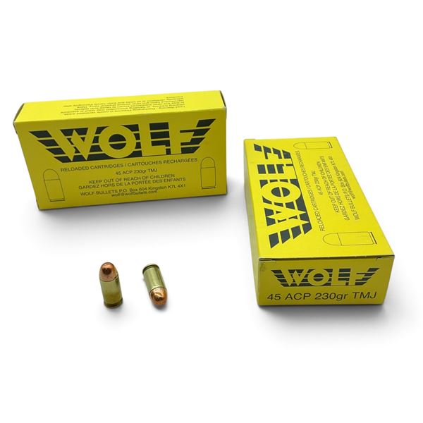 Wolf 45 ACP 230 Grain TMJ Ammunition, 100 Rounds