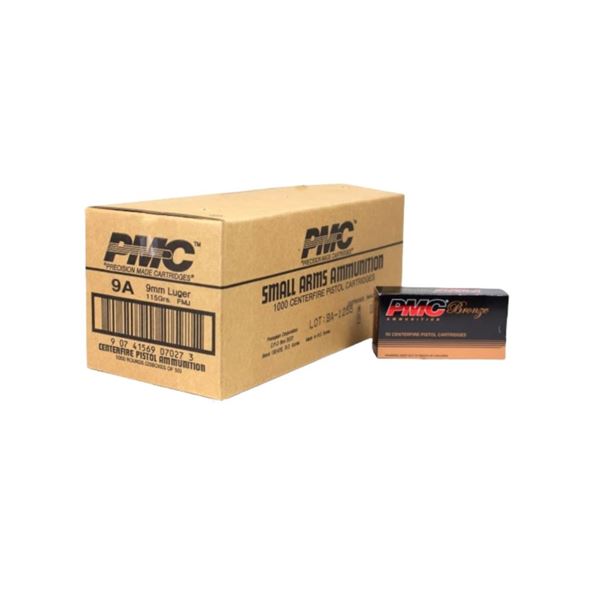 PMC 9A 9MM 115 Grain FMJ Ammunition, Case of 1000 Rounds