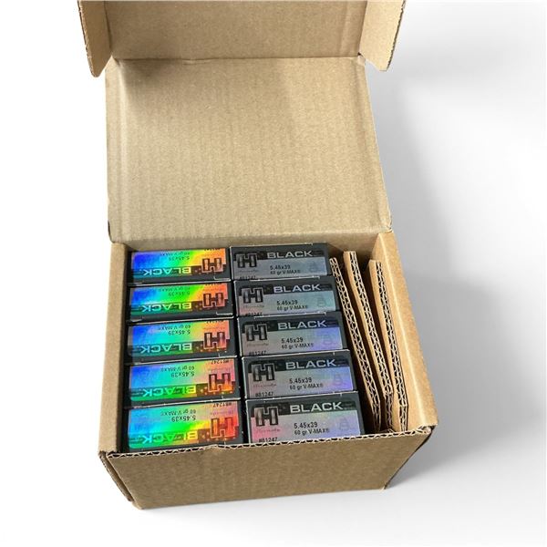 Hornady 81247 Black 5.45 X 39 mm 60 Grain V-Max Ammunition, 200 Rounds