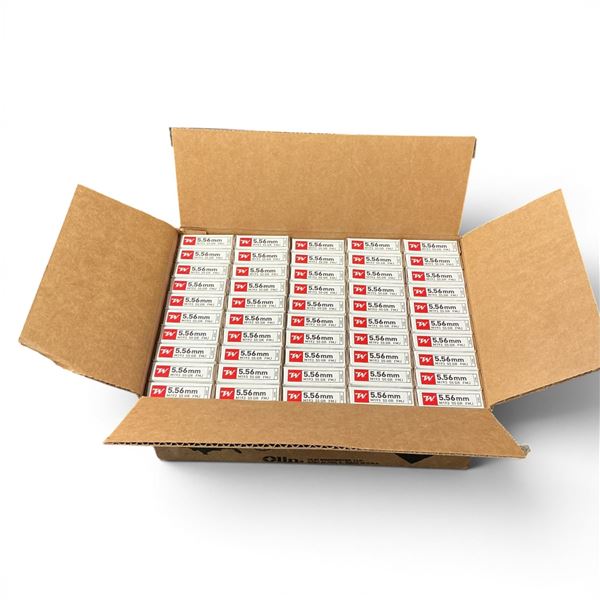 Winchester WM193K USA 5.56 mm M193 55 Grain FMJ Ammunition, 1000 Round Case