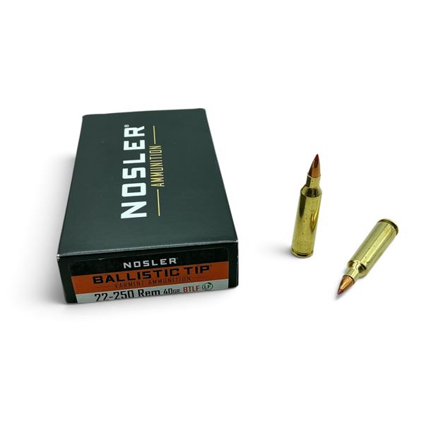 Nosler 22-250 Rem, 40 Grain, Ballistic Tip LF Ammunition, 20 Rounds