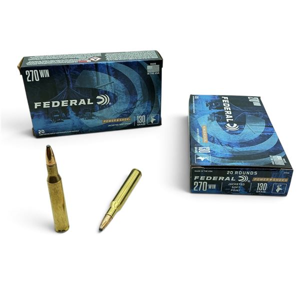 Federal Powershok, 270 Win, 130 Grain, JSP Ammunition, 40 Rounds