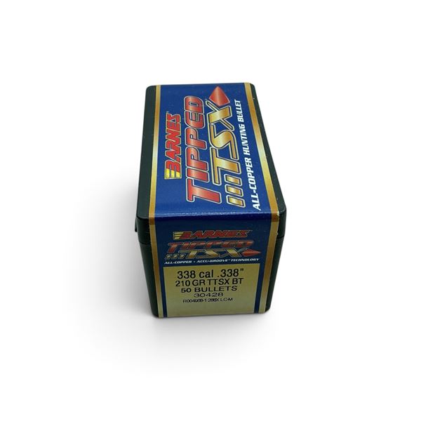 Barnes 338 Cal (.338"), 210 Grain, TTSX BT Projectiles, 50 QTY