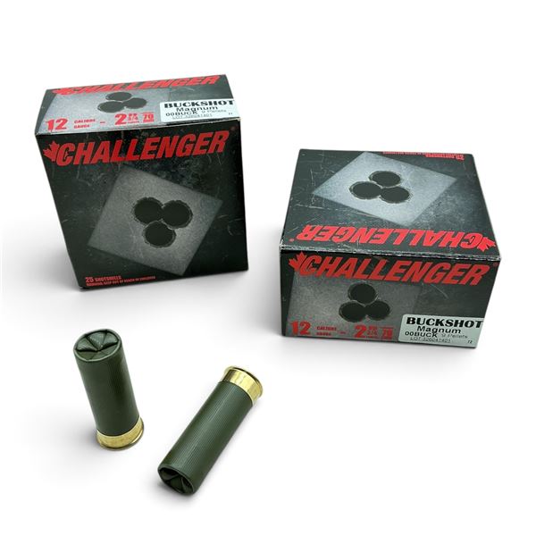 Challenger Magnum 12ga, 2-3/4", 00 Buck Ammunition, 50 Rounds