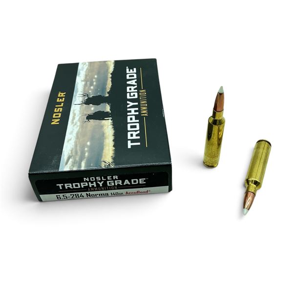 Nosler Trophy Grade 6.5-284 Norma, 140 Grain, Accubond Ammunition, 20 Rounds