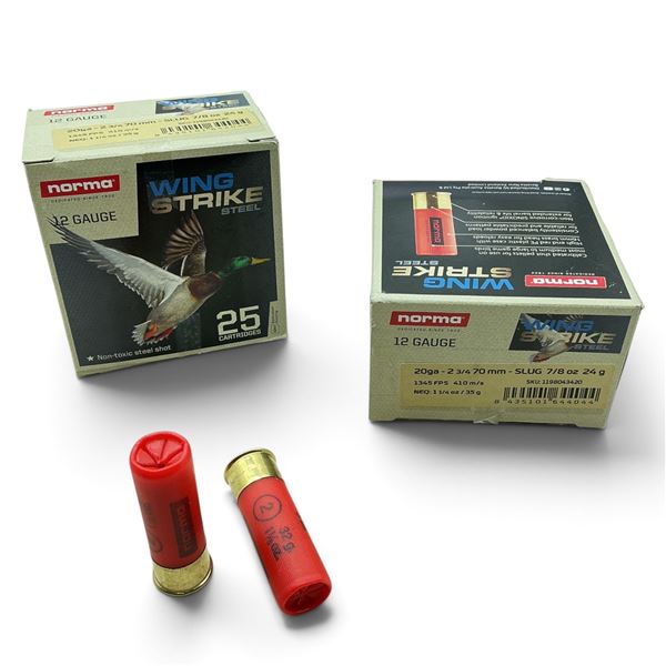 Norma Wingstrike Steel, 12Ga, 3", 1-1/8 oz, #2 Ammunition, 50 Rounds