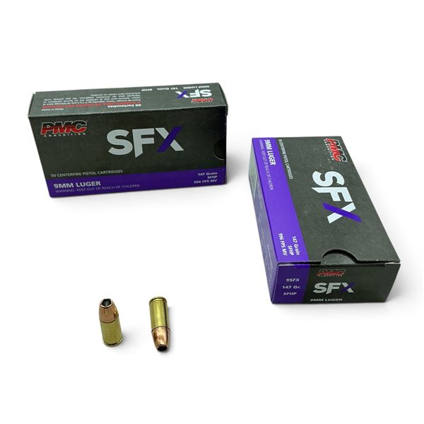 PMC SFX 9mm 147 Grain, SFHP Ammunition, 100 Rounds