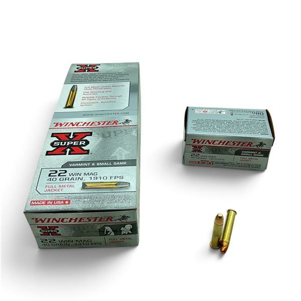 Winchester Super X 22 Win Mag, 40 Grain FMJ Ammunition, 250 Rounds