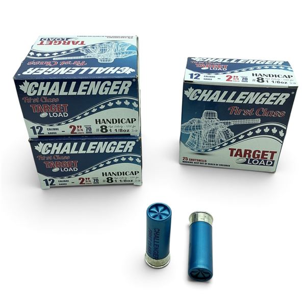 Challenger First Class 12Ga, 2-3/4", 1-1/8 oz, #8 Handicap Ammunition, 75 Rounds