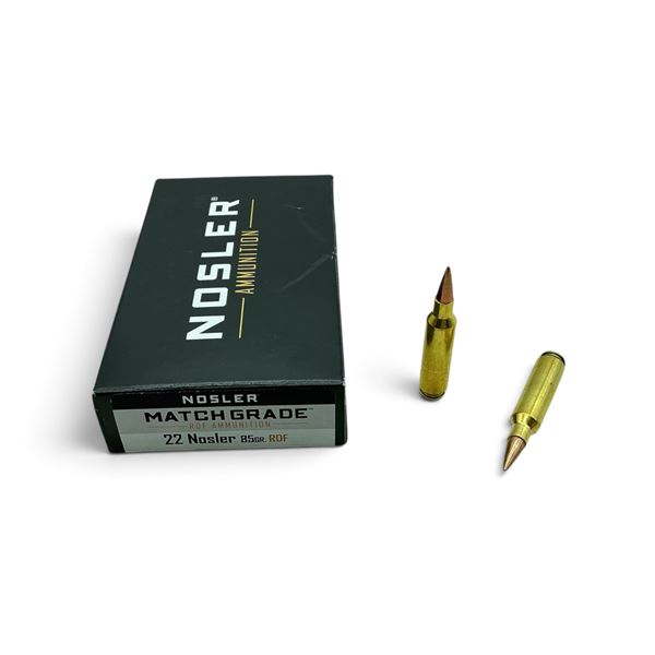 Nosler Match Grade 22 Nosler, 85 Grain, RDF Ammunition, 20 Rounds