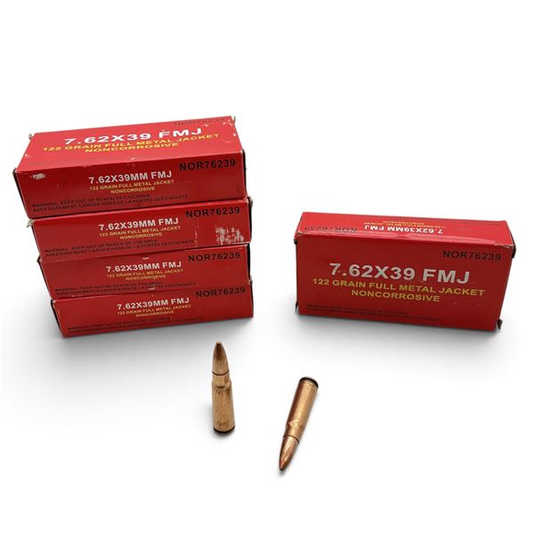 Norinco 7.62x39mm, 122 Grain FMJ Ammunition, 100 Rounds