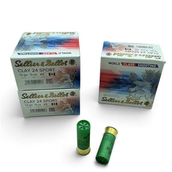 Sellier and Bellot Clay 24 Sport 12Ga, 7/8 oz, #8 Ammunition, 75 Rounds