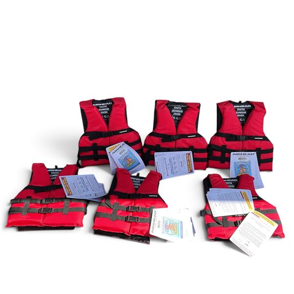 Airhead Youth Red Life Jacket 50 - 90 lbs X 6