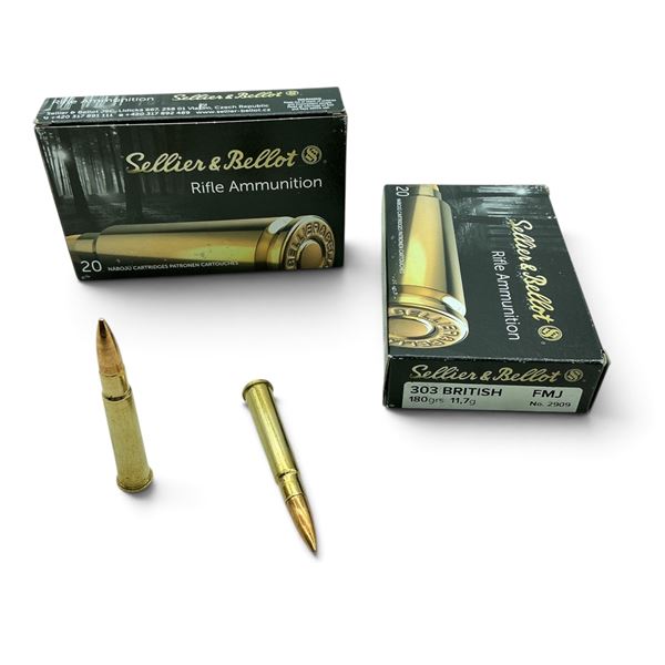 Sellier and Bellot 303 British, 180 Grain, FMJ Ammunition, 40 Rounds