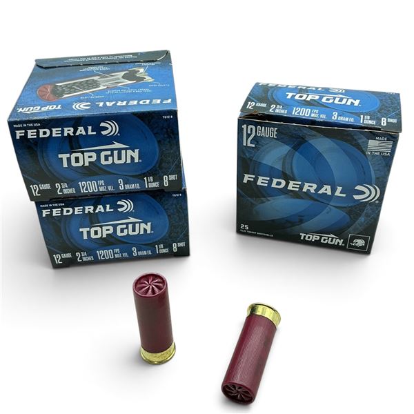 Federal Top Gun, 12Ga, 2-3/4". 1-1/8 oz #8 Ammunition, 75 Rounds