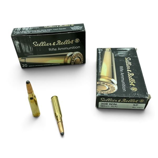 Sellier and Bellot 308 Win, 180 Grain, SP Ammunition, 40 Rounds