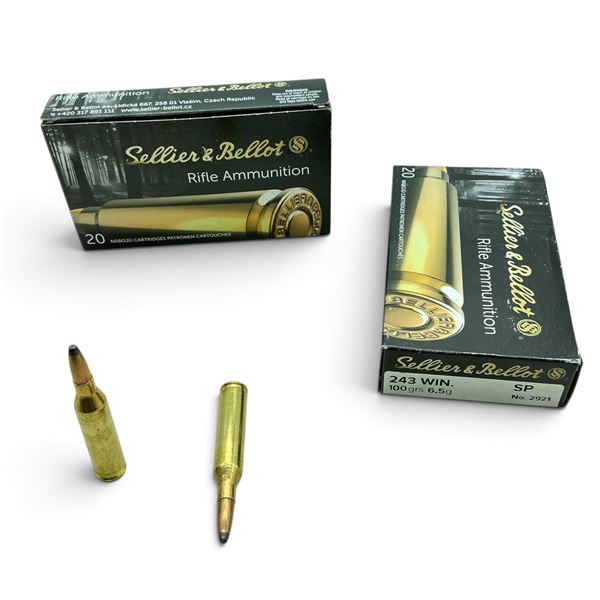 Sellier and Bellot 243 Win, 100 Grain, SP Ammunition, 40 Rounds