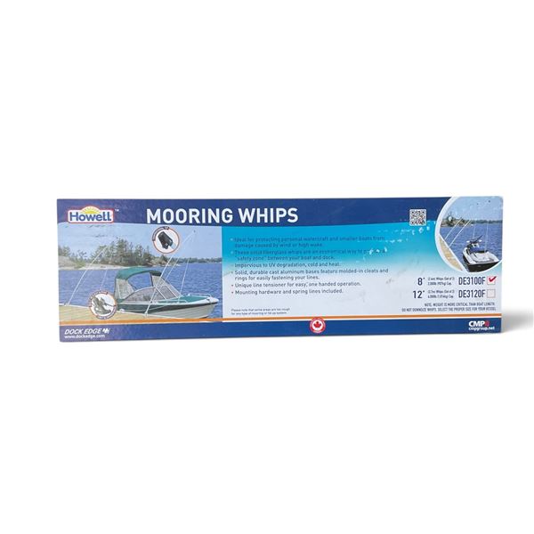 Howell Mooring Whips 8' Lines and Hardware for 2000 lbs, New