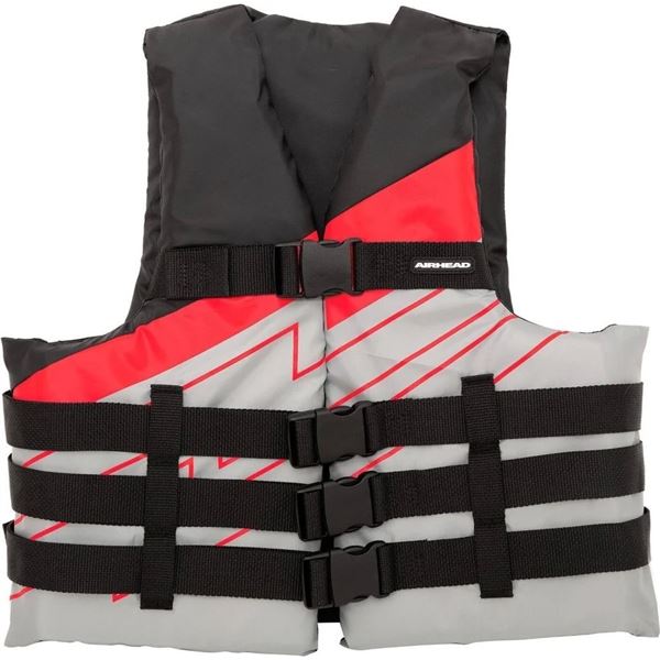 Airhead 'Bolt' Adult 3 Buckle Life Jacket in Red/ Grey Size S/M, New