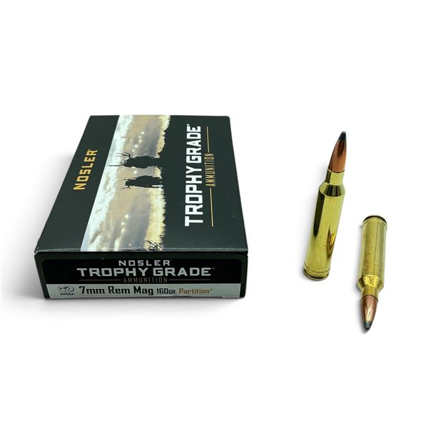 Nosler Trophy Grade 7mm Rem Mag 160 Grain, Partition Ammunition, 20 Rounds