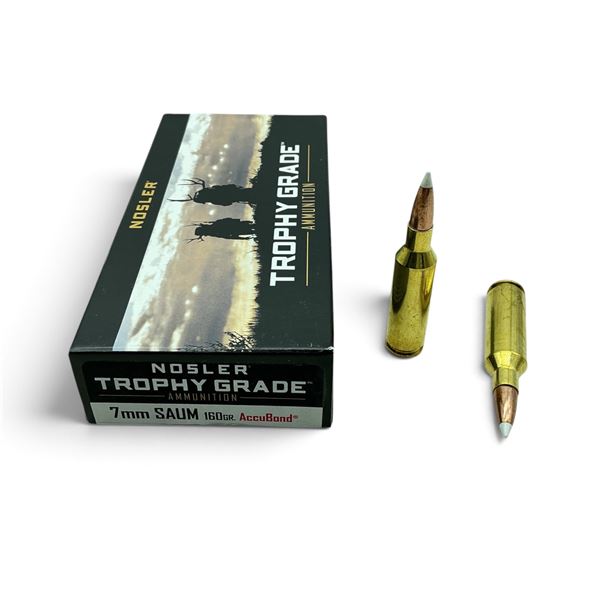 Nosler Trophy Grade 7mm SAUM 160 Grain, Accubond Ammunition, 20 Rounds