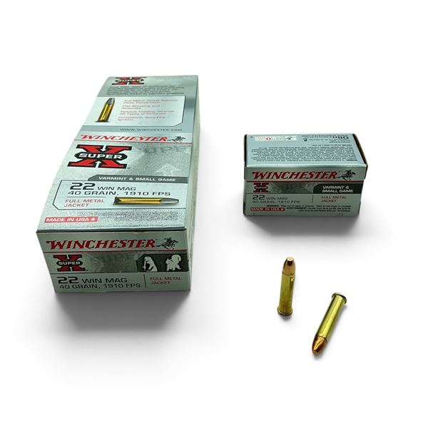 Winchester Super X, 22 Win Mag, 40 Grain, FMJ Ammunition, 250 Rounds