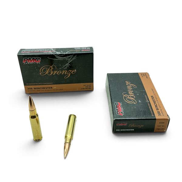 PMC Bronze 308 Win, 147 Grain, FMJ-BT Ammunition, 40 Rounds