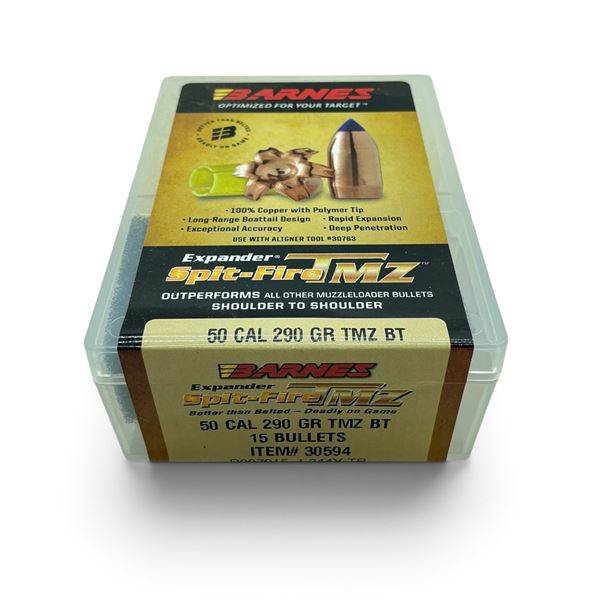Barnes Spit-Fire, 50 Cal, 290 Grain TMZ BT Projectiles, 15 QTY