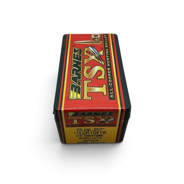 Barnes 25 Cal (.257"), 115 Grain, TSX FB Projectiles, 50 QTY