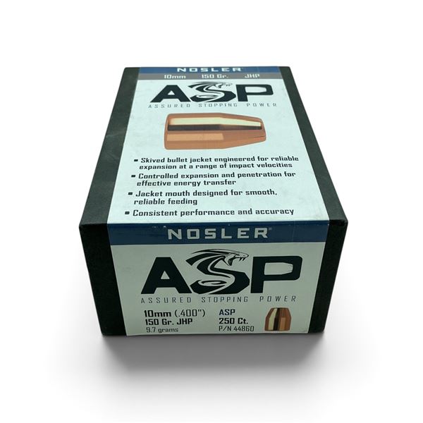 Nosler ASP, 10 mm (.400"), 150 Grain, JHP Projectiles, 250 QTY
