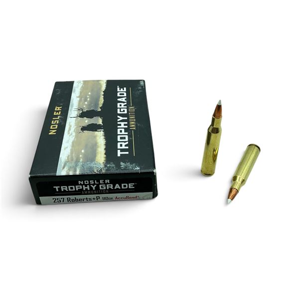 Nosler Trophy Grade 257 Roberts + P, 110 Grain, Accubond Ammunition, 20 Rounds