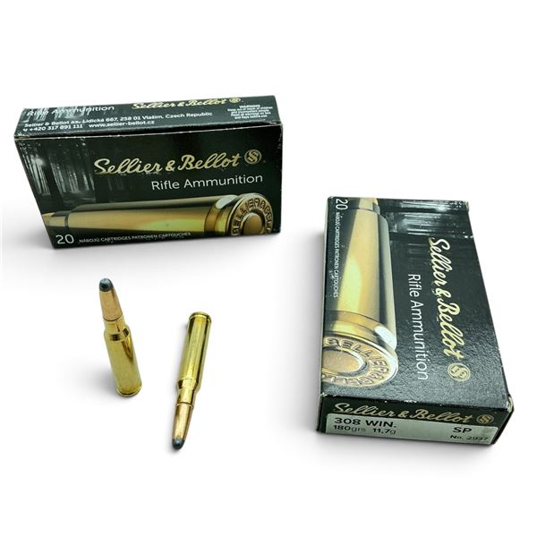 Sellier and Bellot 308 Win, 180 Grain, SP Ammunition, 40 Rounds