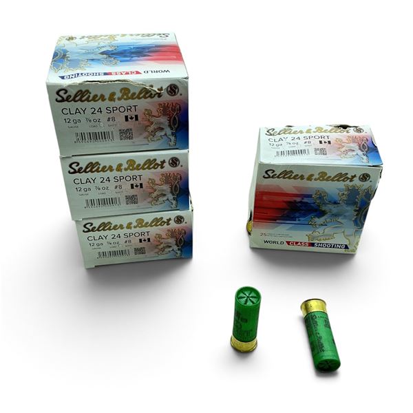 Sellier and Bellot Clay 24 Sport 12Ga, 7/8 oz, #8 Ammunition, 100 Rounds
