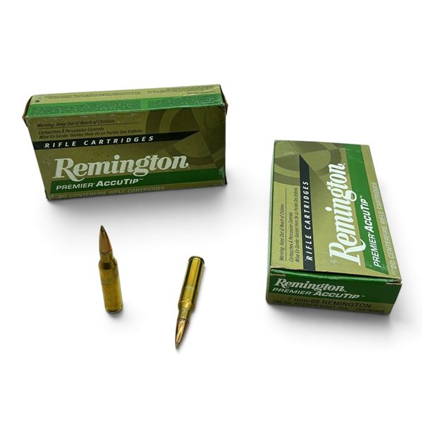 Remington Premier, 7mm-08 Rem, 140 Grain AccuTip BT Ammunition, 40 Rounds