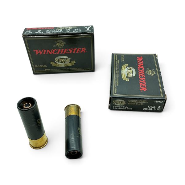 Winchester Supreme Partition Gold 12ga, 385 Grain, Sabot Slug Ammunition, 10 Rounds