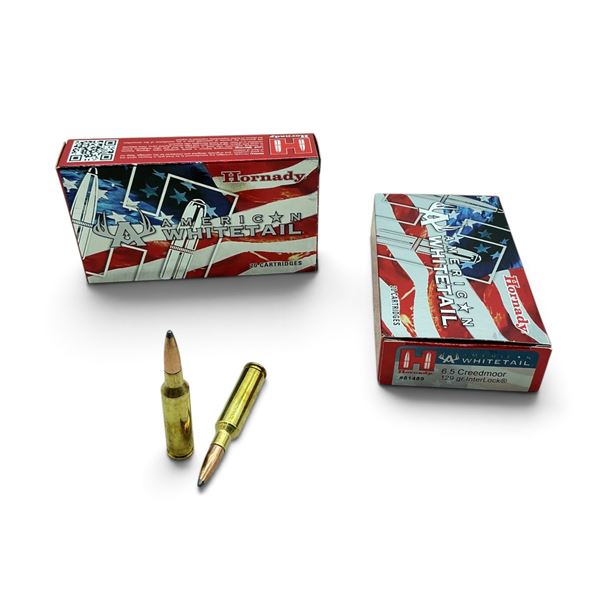 Hornady American Whitetail, 6.5 Creedmoor, 129 Grain, Interlock Ammunition, 40 Rounds