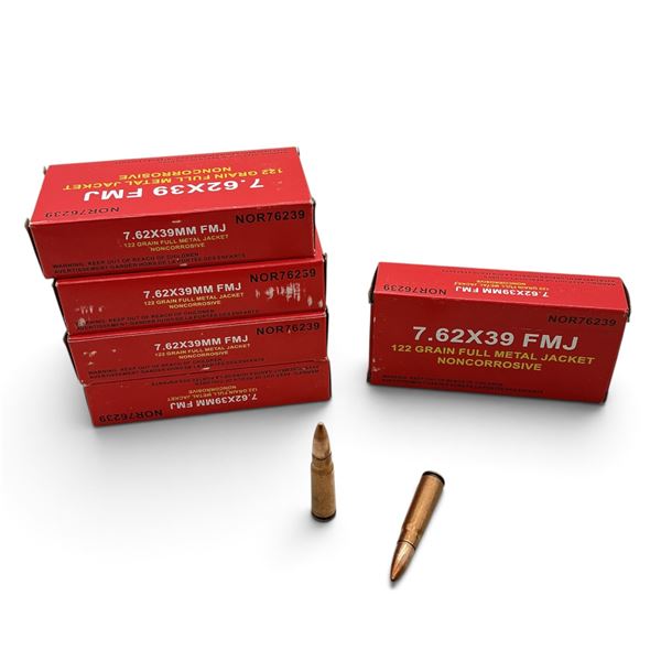 Norinco 7.62x39mm, 122 Grain, FMJ Ammunition, 100 Rounds