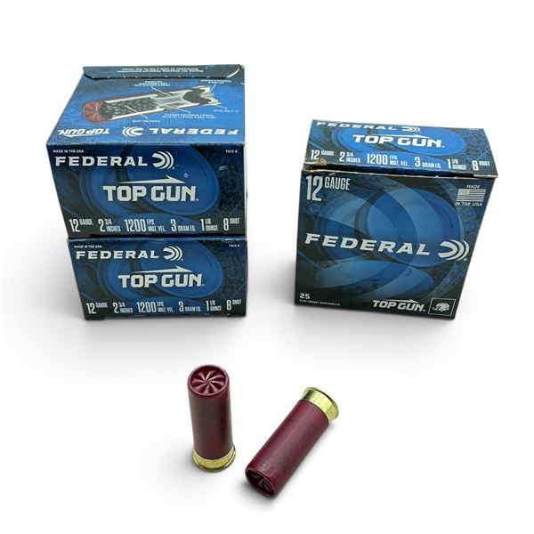 Federal Top Gun, 12Ga, 2-3/4", 1-1/8 oz, #8 Ammunition, 75 Rounds