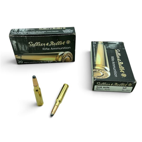 Sellier and Bellot 308 Win 180 Grain, SP Ammunition, 40 Rounds