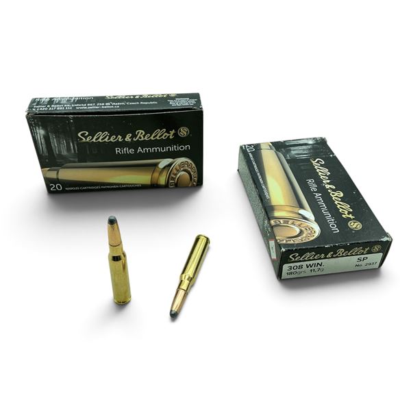 Sellier and Bellot 308 Win, 180 Grain, SP Ammunition, 40 Rounds