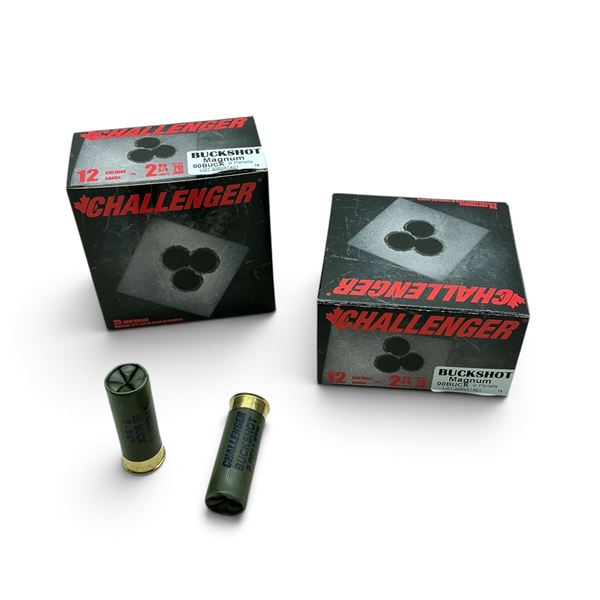Challenger Magnum, 12Ga, 2-3/4", 00 Buck Ammunition, 50 Rounds