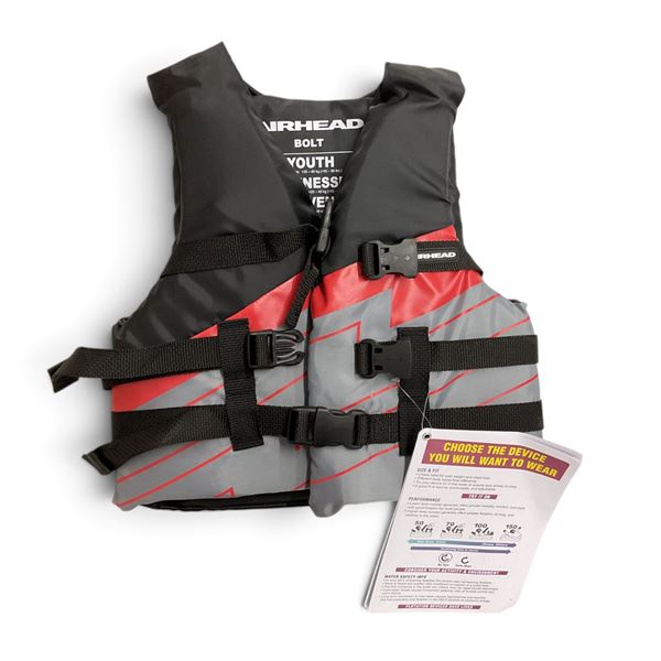 Airhead Bolt Youth Life Jacket in Red/ Grey Size 25-40 kg