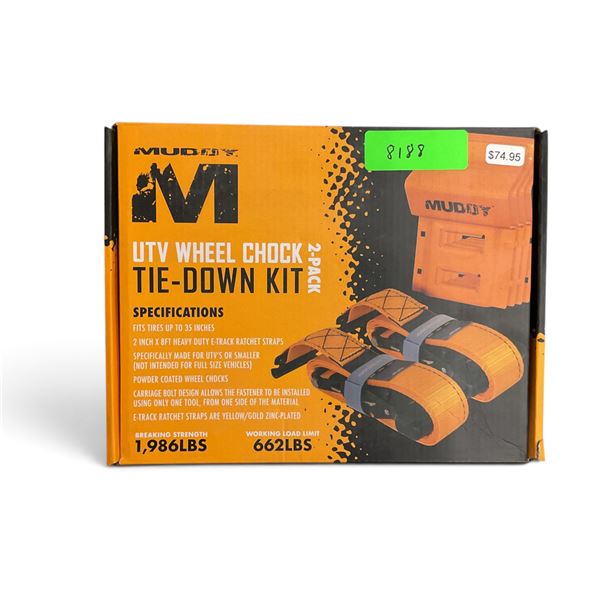Muddy UTV Wheel Chock Tie Down Kit 2 Pk, New