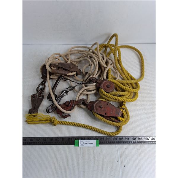Vintage Pulley Rope w/Tools