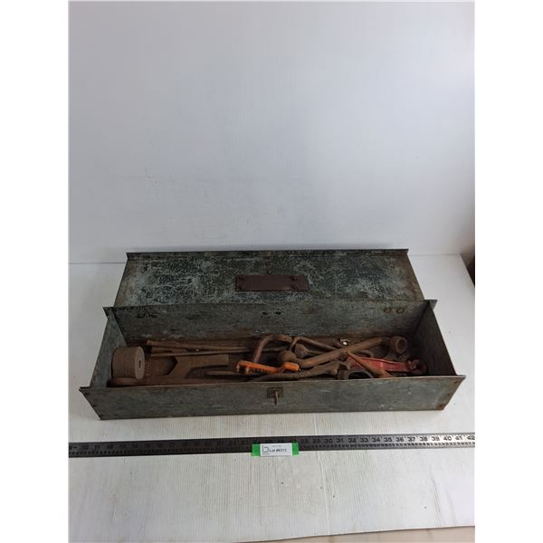 Vintage Metal Tool Box w/Contents - 30x8x7" - Pickup Only