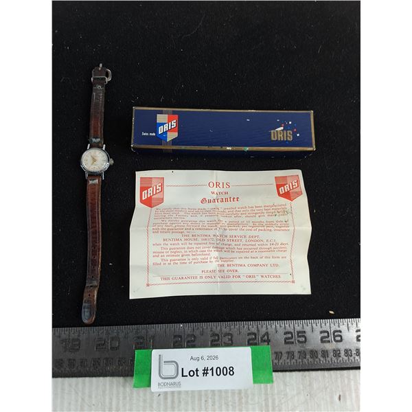 Vintage Swiss-Made Oris Ladies Wrist Watch w/Leather Strap & Original Box