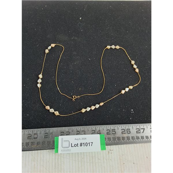 Faux Pearl 28" Necklace w/Gold Color Chain